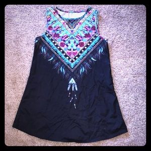 Feather Design Long Tank Top